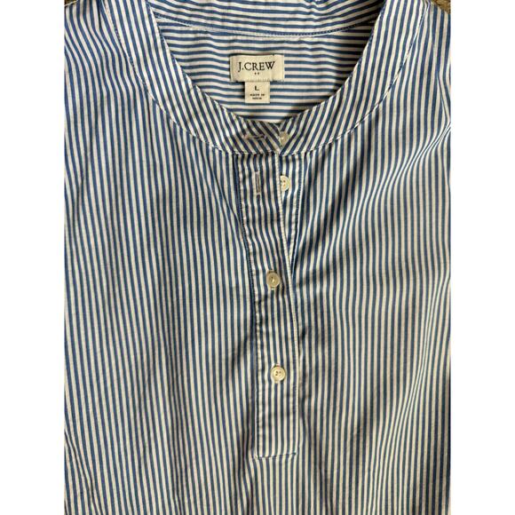 J. Crew Blue/White Striped Stretch Cotton Poplin Tiered Dress Pockets Size Large - Picture 5 of 11